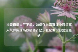 抖音直播人气下单，如何在抖音直播中获得高人气并实现高效销售？亿乐社区低价自营货源站