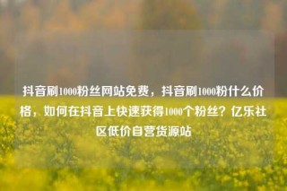 抖音刷1000粉丝网站免费，抖音刷1000粉什么价格，如何在抖音上快速获得1000个粉丝？亿乐社区低价自营货源站