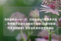 买抖音粉丝10元一万，抖音粉丝10万能卖多少钱，如何高效获取抖音粉丝？揭秘10元即可收获1万关注的秘密！亿乐社区低价自营货源站