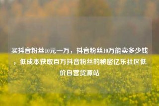 买抖音粉丝10元一万，抖音粉丝10万能卖多少钱，低成本获取百万抖音粉丝的秘密亿乐社区低价自营货源站
