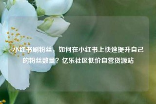 小红书刷粉丝，如何在小红书上快速提升自己的粉丝数量？亿乐社区低价自营货源站