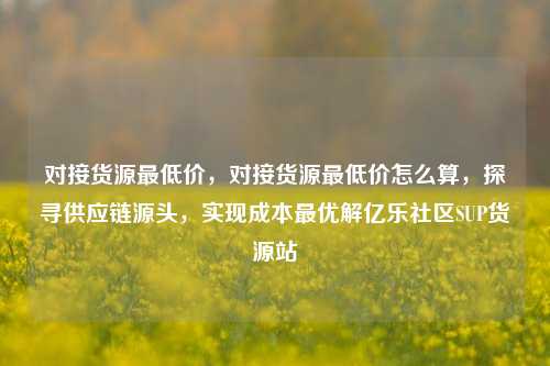 对接货源最低价，对接货源最低价怎么算，探寻供应链源头	，实现成本最优解亿乐社区SUP货源站  第1张