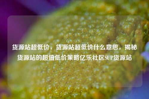 货源站超低价，货源站超低价什么意思	，揭秘货源站的超值低价策略亿乐社区SUP货源站  第1张