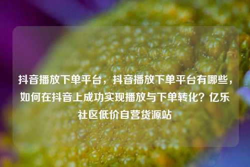抖音播放下单平台，抖音播放下单平台有哪些，如何在抖音上成功实现播放与下单转化？亿乐社区低价自营货源站  第1张