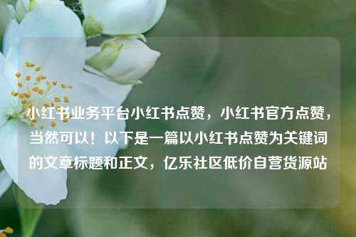 小红书业务平台小红书点赞	，小红书官方点赞，当然可以！以下是一篇以小红书点赞为关键词的文章标题和正文，亿乐社区低价自营货源站  第1张